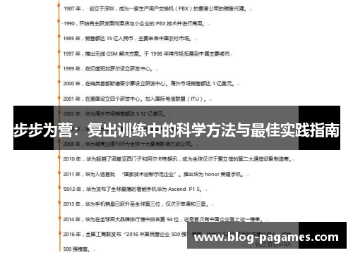 步步为营：复出训练中的科学方法与最佳实践指南