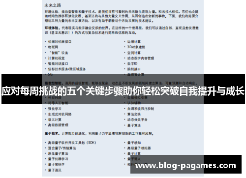 应对每周挑战的五个关键步骤助你轻松突破自我提升与成长